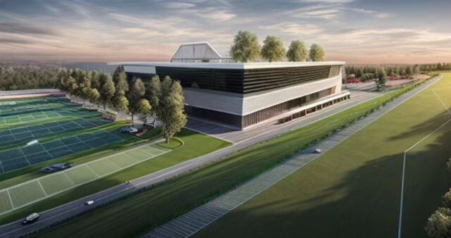 "Where architecture meets nature 🌿✨ Building the future of sports. #Innovation #SustainableDesign #FutureOfSports"
